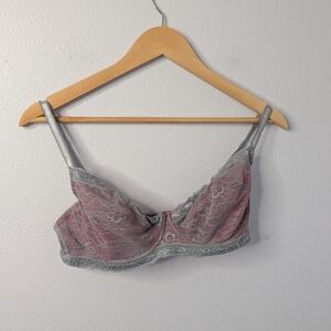 Sophie B. Gray & Pink Lace‎ Underwire Bra | Size 38D